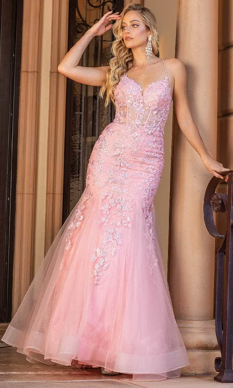 tulle prom dressesDancing Queen 4353 - Sleeveless Trumpet Prom Dress