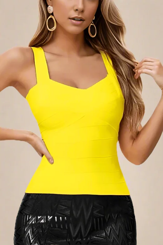 women's tops for cozy nights inJay Bandage Top - Sun Yellow