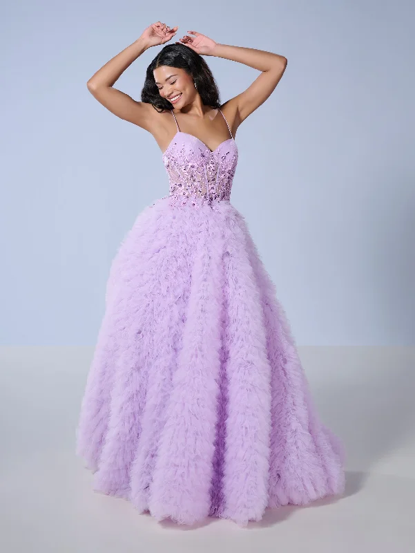 Formal Dress for Humanitarian AwardsSleeveless Ruffled A-line Gown by Tiffany Designs 16252