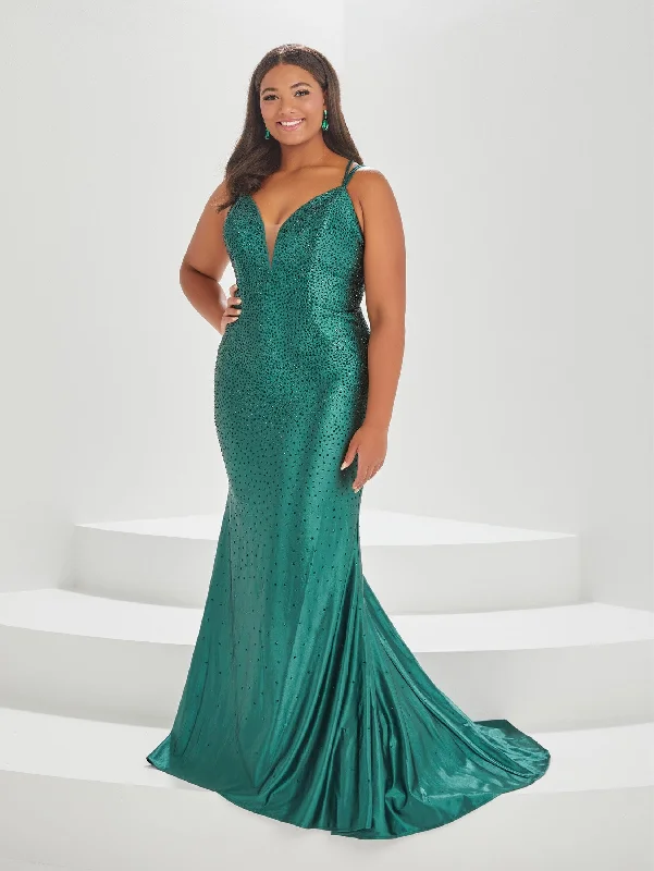 Affordable Formal Dress OptionsPlus Size Fitted Heat Stone Gown by Tiffany Designs 16038