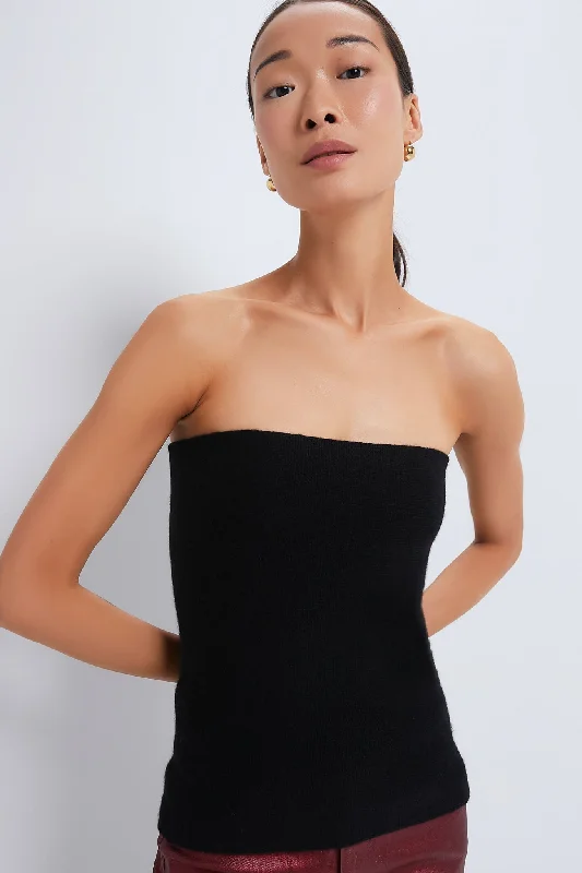 women's tops for black-tie affairsBlack Cashmere Tube Top