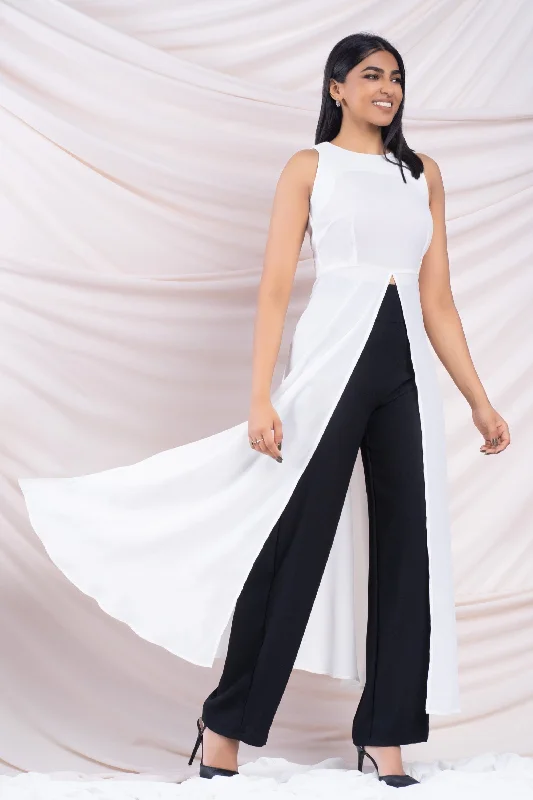 women's tops for those who want to make a fashion statementWhite Front Slit Long Top