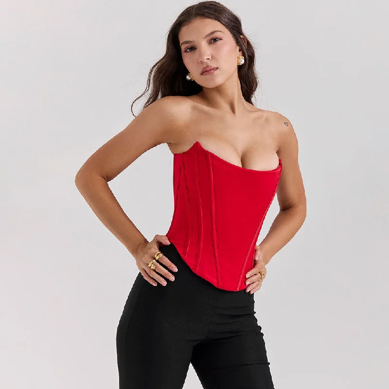 women's tops for statement-making outfitsSexy Sweetheart Neck Lace Up Back Cropped Corset Tube Top