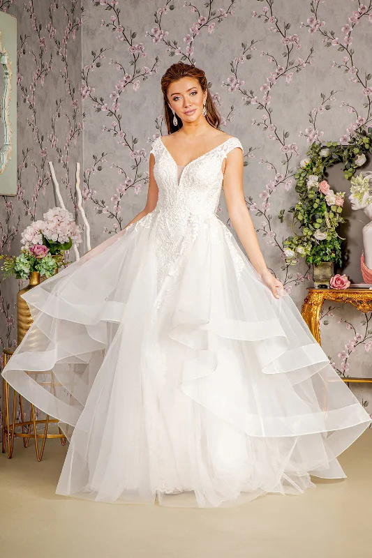 Formal Dress for Film PremieresCap Sleeve Tiered Layered Bridal Gown by GLS Gloria GL3341