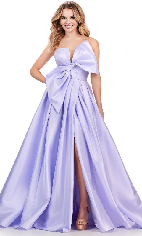 chiffon prom dressesAshley Lauren 11609 - V-Neck Oversized Bow Prom Ballgown