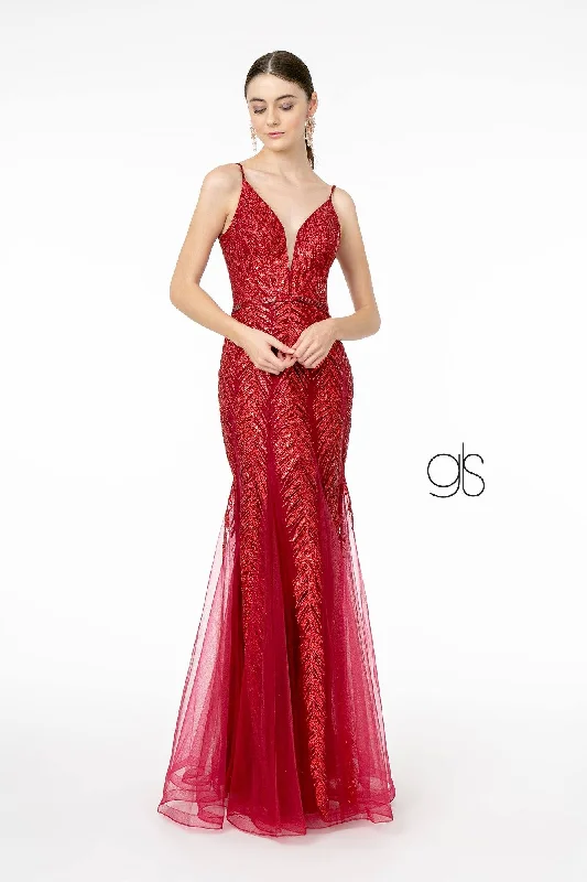 Formal Dress for Beauty ContestsGlitter Sequined V-Neck Mermaid Gown by Elizabeth K GL2939