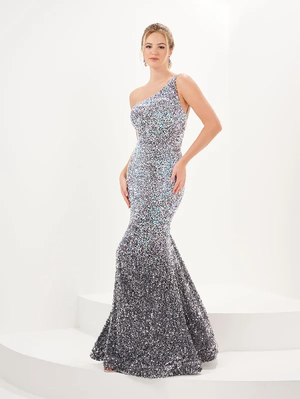 Custom Formal Dress TailorsOmbre Sequin One Shoulder Gown by Tiffany Designs 16089