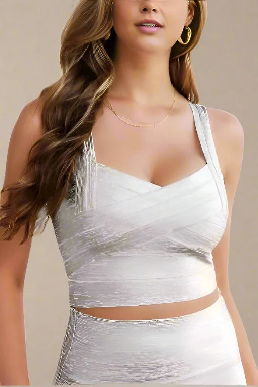 women's tops for everyday eleganceJay Bandage Crop Top - Silver