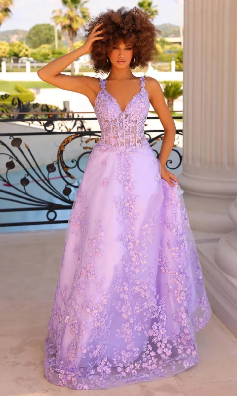 prom dress inspiration galleriesClarisse 810974 - Floral Sequin A-Line Prom Gown