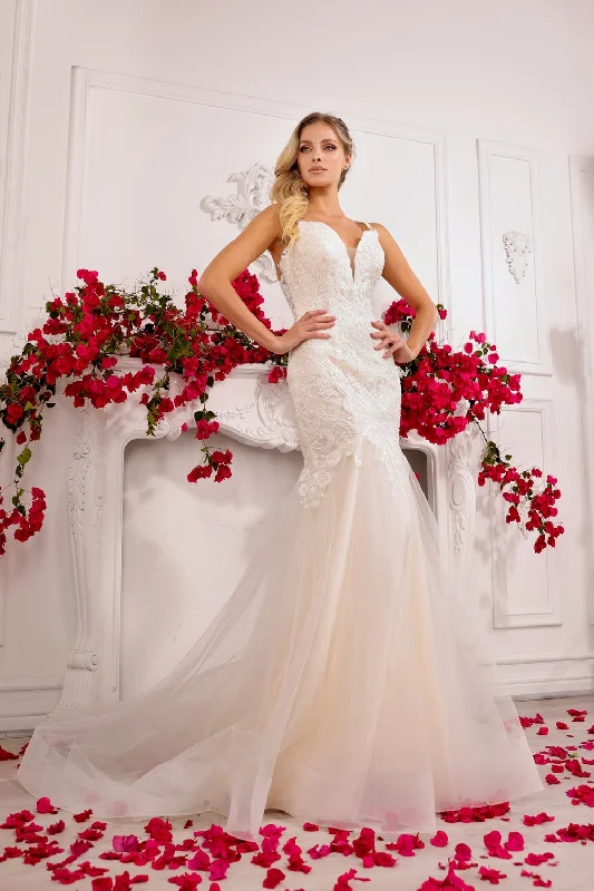 Formal Dress Shops in New YorkApplique Tulle Mermaid Bridal Gown by Abby Lane 97145