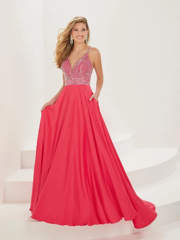 Formal Dress for Garden Party ThemesBeaded Crepe Chiffon A-line Gown by Tiffany Designs 16927