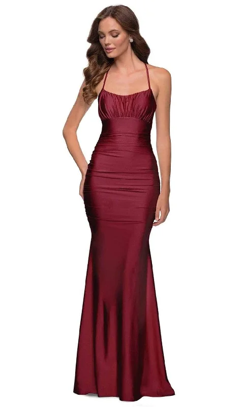 satin prom dressesLa Femme - 29873 Open Back Jersey Modest Prom Gown